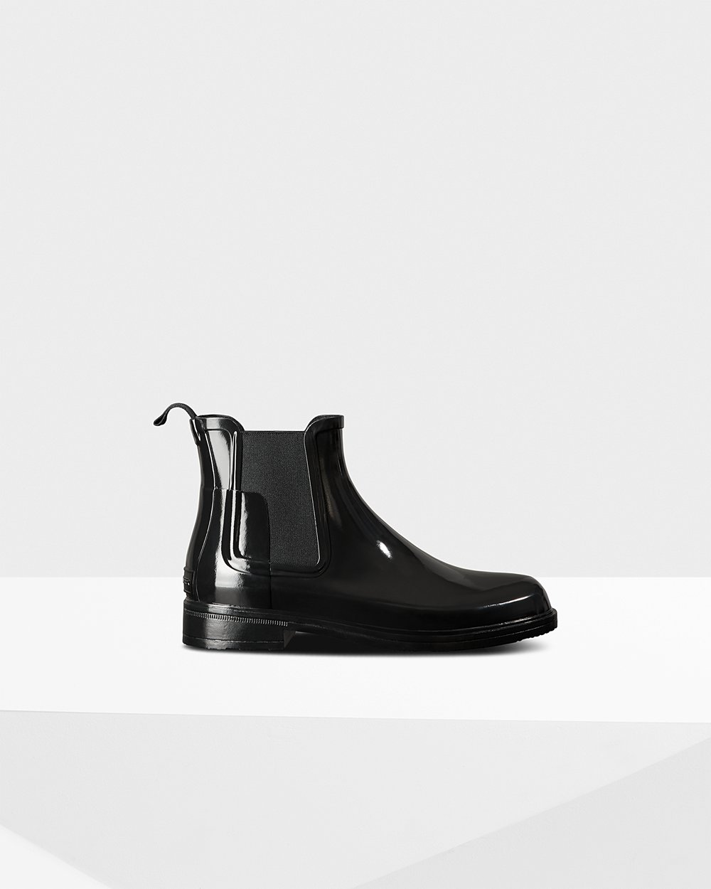 Mens Hunter Refined Slim Fit Gloss - Chelsea Boots Black - 3870-YVGFN